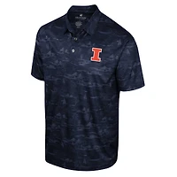 Men's Colosseum Navy Illinois Fighting Illini Daly Print Polo