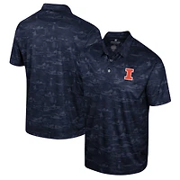 Men's Colosseum Navy Illinois Fighting Illini Daly Print Polo