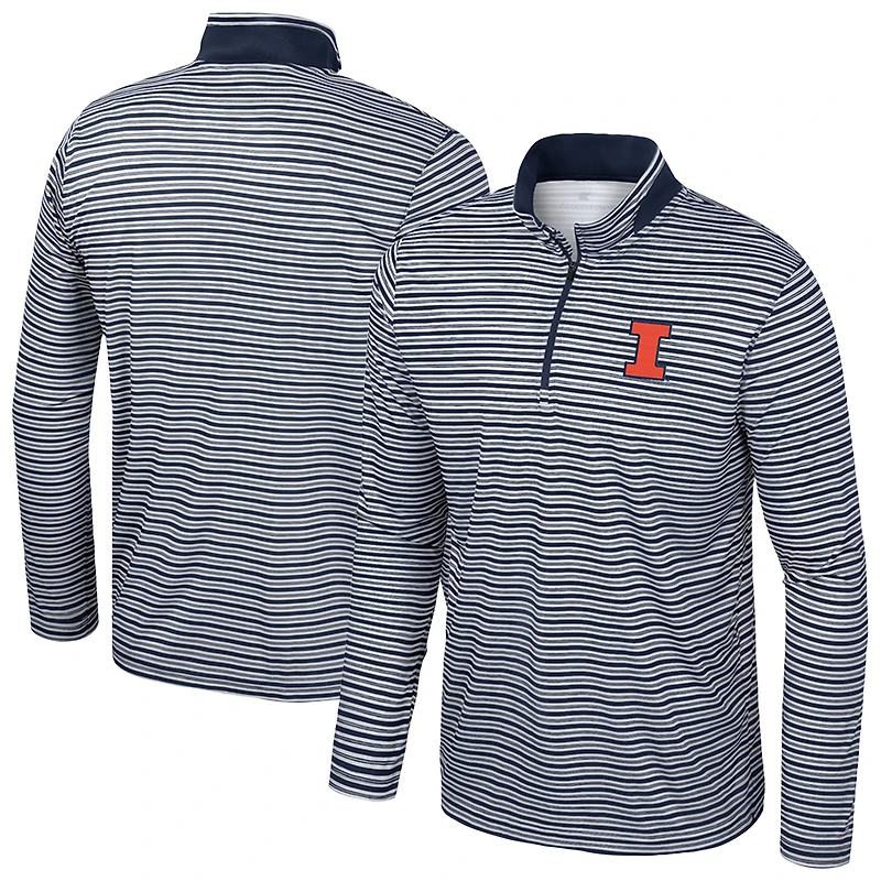 Haut rayé à glissière quart de tour pour homme Colosseum Navy Illinois Fighting Illini