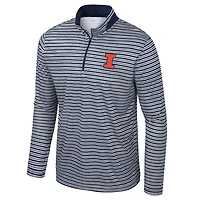 Haut rayé à glissière quart de tour pour homme Colosseum Navy Illinois Fighting Illini