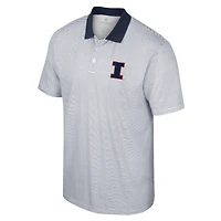 Polo à rayures imprimé Colosseum blanc/bleu marine Illinois Fighting Illini pour hommes