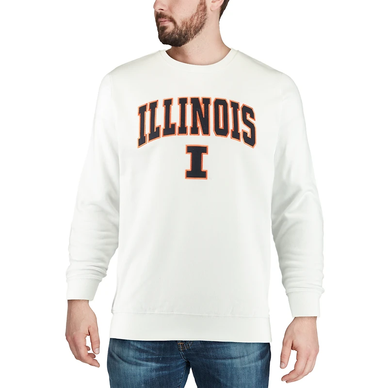 Colosseum White Illinois Fighting Illini Arch & Logo Crew Neck Sweat-shirt pour homme