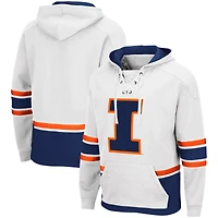 Men's Colosseum White Illinois Fighting Illini Lace Up 3.0 Pullover Hoodie