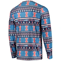 Men's Concepts Sport Blue Illinois Fighting Illini Ugly Sweater Long Sleeve Top and Pants Sleep Set