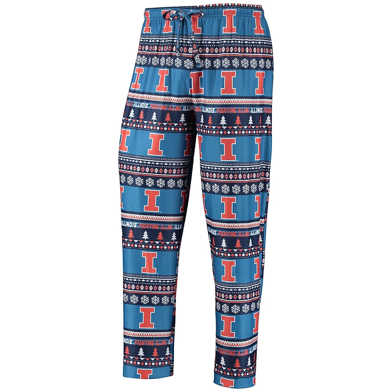 Ensemble de nuit pour homme Concepts Sport Blue Illinois Fighting Illini Ugly Sweater, haut à manches longues et pantalon