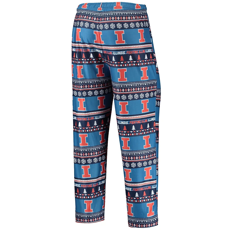Men's Concepts Sport Blue Illinois Fighting Illini Ugly Sweater Long Sleeve Top and Pants Sleep Set