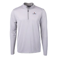 Pull-over zippé recyclé à micro-rayures et piqué écologique pour homme, gris/blanc, Illinois Fighting Illini, Virtue, taille grande