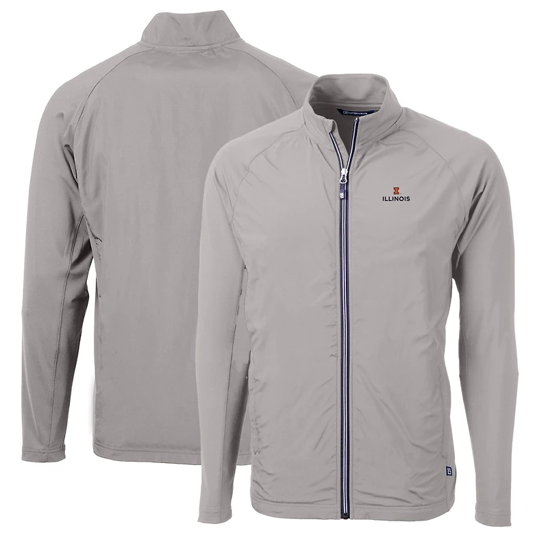 Veste hybride recyclée entièrement zippée Adapt Eco Knit pour homme, grise, Illinois Fighting Illini, coupe-vent et coupe-vent, de taille grande