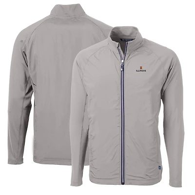 Veste hybride recyclée entièrement zippée Adapt Eco Knit pour homme, grise, Illinois Fighting Illini, coupe-vent et coupe-vent, de taille grande