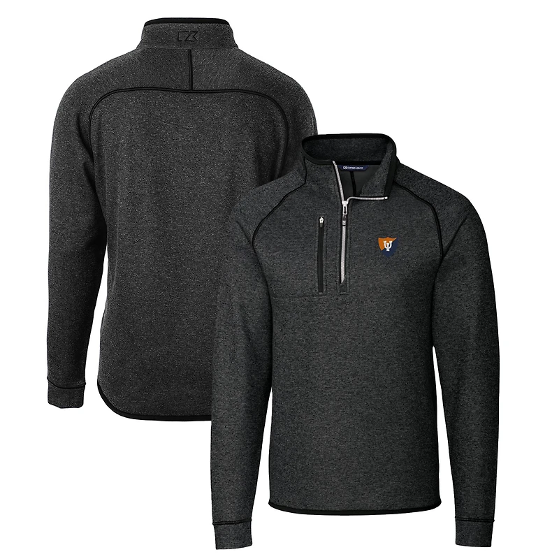 Pull-over en tricot demi-zippé pour homme, couleur anthracite, style coupe-vent des Fighting Illini de l'Illinois, grande taille.