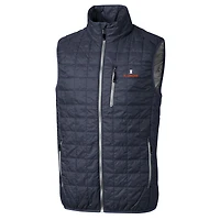 Men's Cutter & Buck Heathered Navy Illinois Fighting Illini Big Tall Rainier PrimaLoft Eco Full-Zip Puffer Vest