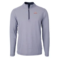 Pull-over Cutter & Buck bleu marine/blanc Illinois Fighting Illini grandes tailles Virtue Eco Pique à micro-rayures recyclées et fermeture éclair 1/4
