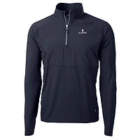 Men's Cutter & Buck Navy Illinois Fighting Illini Adapt Eco Knit Hybrid Recycled Quarter-Zip Pullover Top
