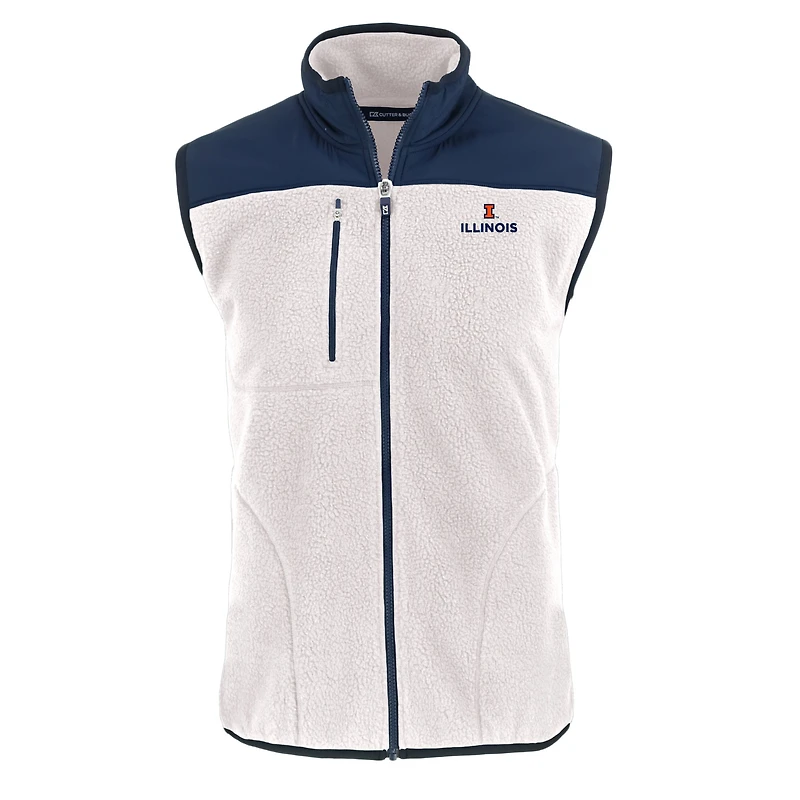 Gilet zippé en polaire Sherpa écologique Cascade couleur avoine Cutter & Buck pour homme, Illinois Fighting Illini