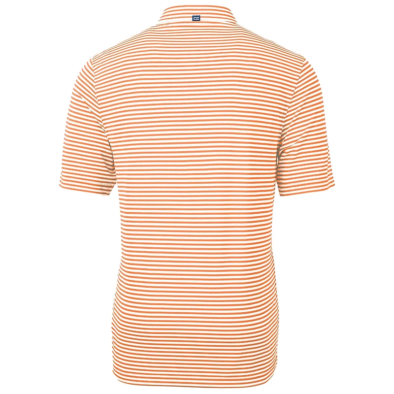 Polo Cutter & Buck Orange Illinois Fighting Illini Throwback Logo Virtue Eco Pique Stripe en tissu recyclé à rayures