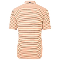 Polo Cutter & Buck Orange Illinois Fighting Illini Throwback Logo Virtue Eco Pique Stripe en tissu recyclé à rayures