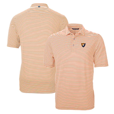 Polo Cutter & Buck Orange Illinois Fighting Illini Throwback Logo Virtue Eco Pique Stripe en tissu recyclé à rayures