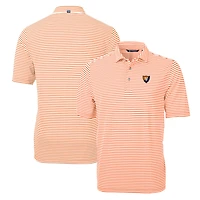 Polo Cutter & Buck Orange Illinois Fighting Illini Throwback Logo Virtue Eco Pique Stripe en tissu recyclé à rayures