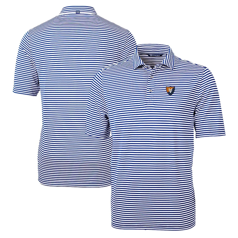 Polo recyclé à rayures et piqué écologique pour homme Cutter & Buck Royal Illinois Fighting Illini, grande taille, avec logo de l'équipe Virtue
