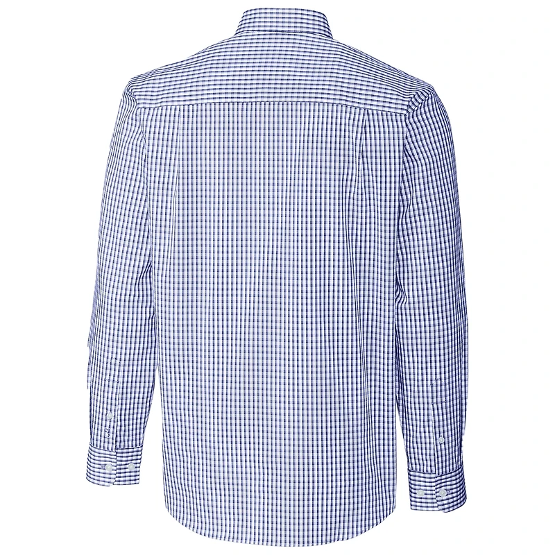Chemise boutonnée à manches longues et carreaux extensibles faciles d'entretien pour homme, Cutter & Buck Royal Illinois Fighting Illini