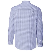 Chemise boutonnée à manches longues et carreaux extensibles faciles d'entretien pour homme, Cutter & Buck Royal Illinois Fighting Illini