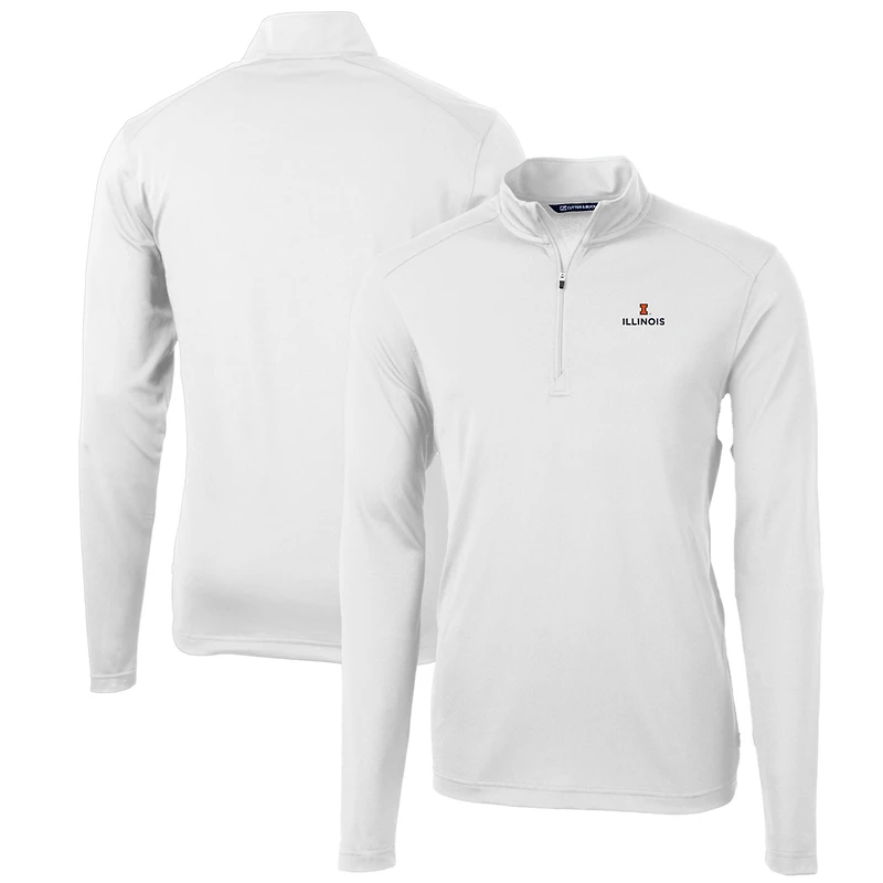 Pull zippé quart de tour en piqué écologique recyclé pour homme, blanc, Illinois Fighting Illini, Virtue, grande taille