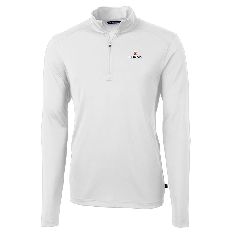 Pull zippé quart de tour en piqué écologique recyclé pour homme, blanc, Illinois Fighting Illini, Virtue, grande taille