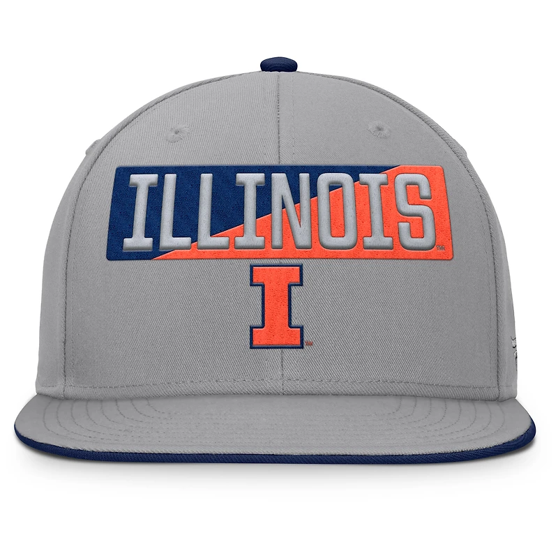 Casquette snapback grise Fanatics pour homme des Fighting Illini de l'Illinois