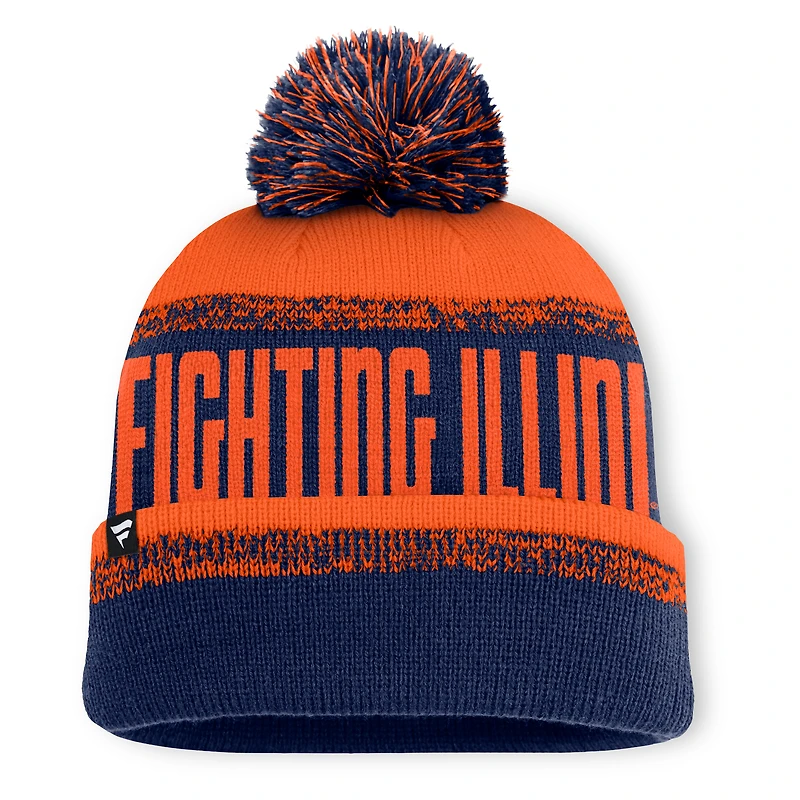 Men's Fanatics Navy/Orange Illinois Fighting Illini Thrive Cuffed Knit Hat with Pom