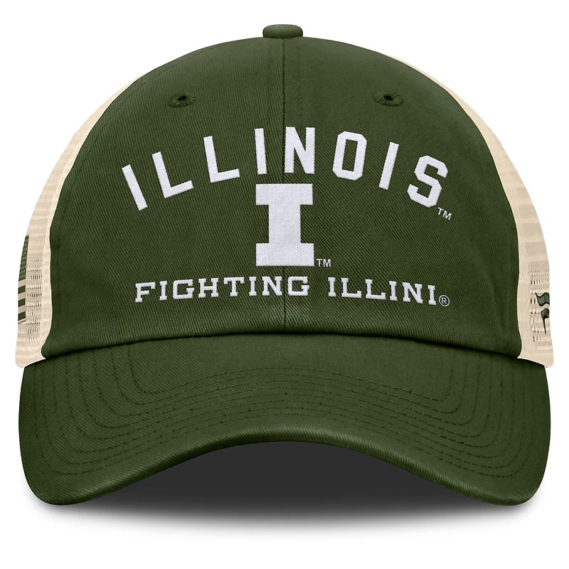 Men's Fanatics Olive Illinois Fighting Illini OHT Military Appreciation Frontier Trucker Adjustable Hat