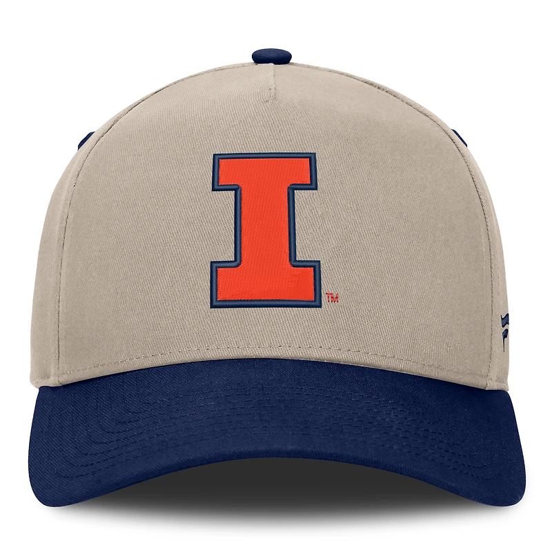 Men's Fanatics Stone/Navy Illinois Fighting Illini Veteran Two-Tone Adjustable Hat
