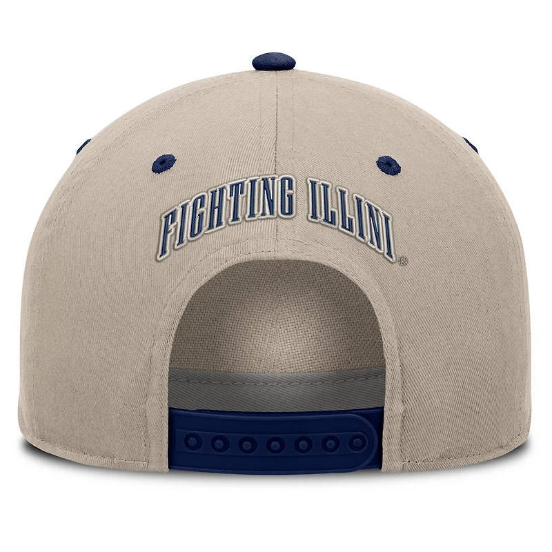 Men's Fanatics Stone/Navy Illinois Fighting Illini Veteran Two-Tone Adjustable Hat