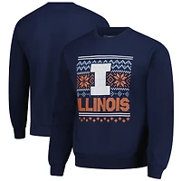Men's  Navy Illinois Fighting Illini Holiday Fleece Sweatshirt