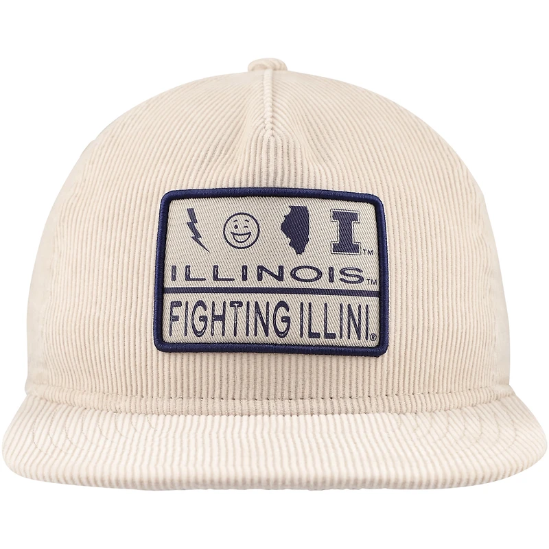 Casquette Snapback de golfeur en velours côtelé New Era Illinois Fighting Illini crème pour hommes