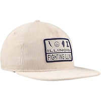 Casquette Snapback de golfeur en velours côtelé New Era Illinois Fighting Illini crème pour hommes