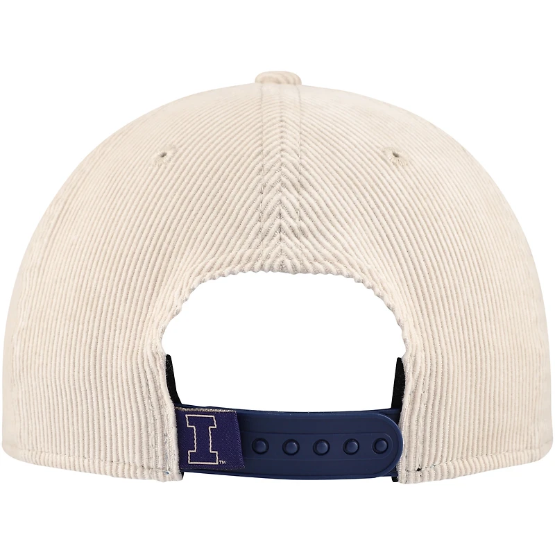 Casquette Snapback de golfeur en velours côtelé New Era Illinois Fighting Illini crème pour hommes