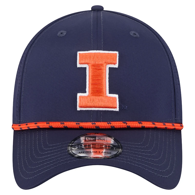 Casquette New Era 39THIRTY Flex bleu marine Illinois Fighting Illini Rope pour homme