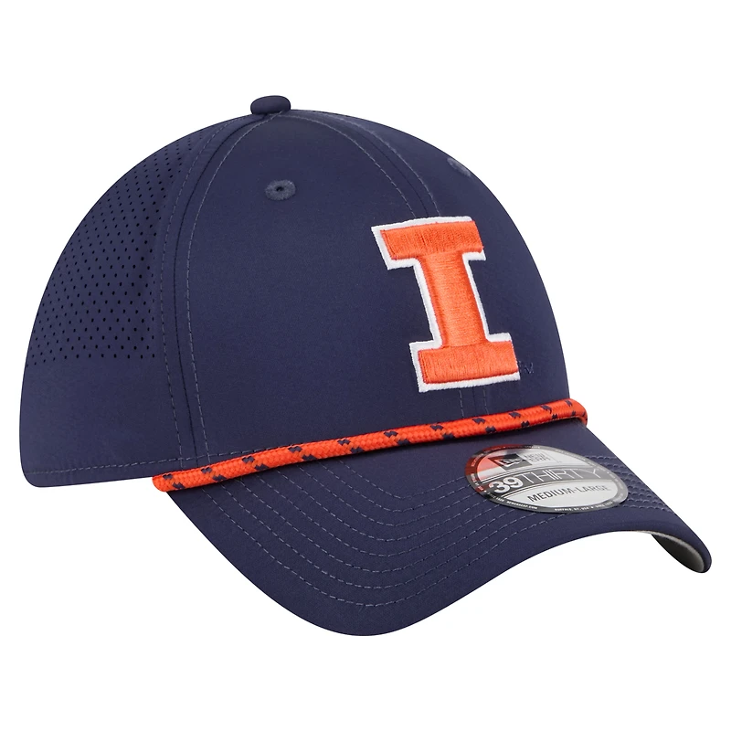 Men's New Era  Navy Illinois Fighting Illini Rope 39THIRTY Flex Hat