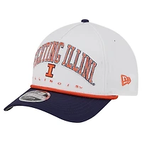 Men's New Era White/Navy Illinois Fighting Illini Arch Two-Tone Rope 9FORTY A-Frame M-Crown Adjustable Hat