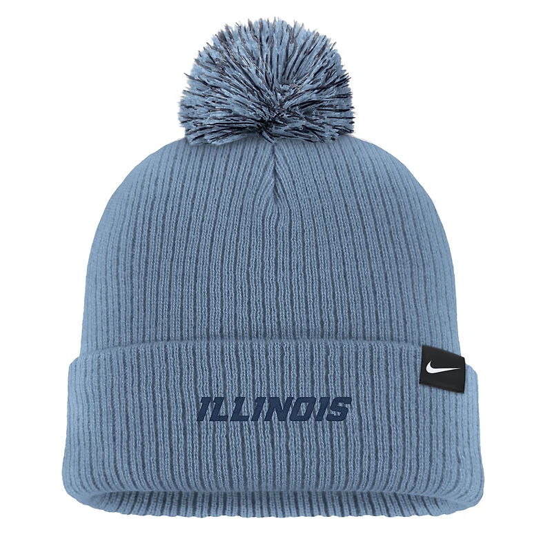 Bonnet en tricot à revers Nike bleu Illinois Fighting Illini pour homme avec pompon