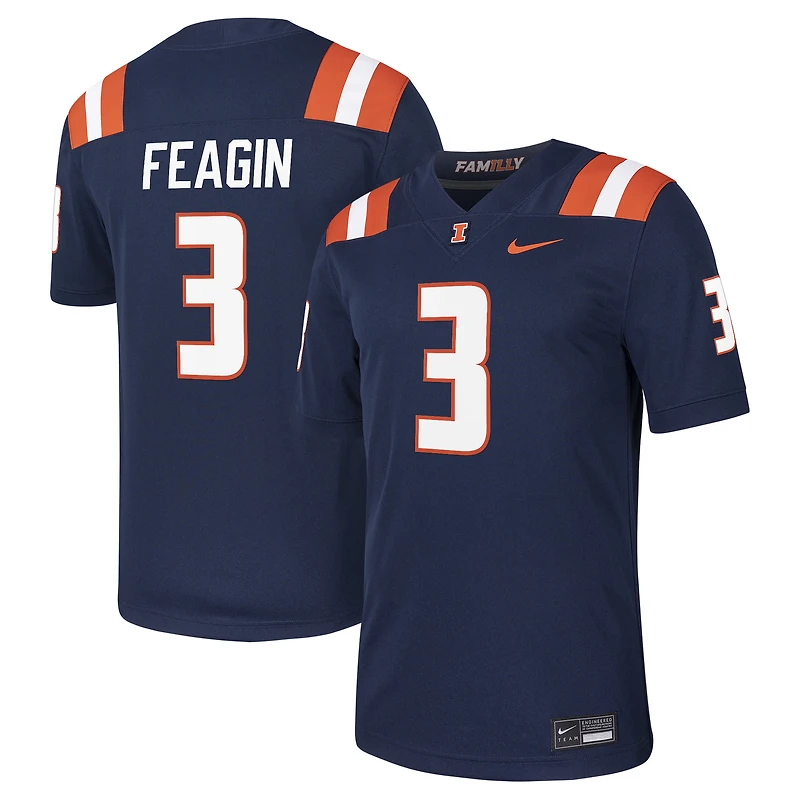 Maillot de football Nike Kaden Feagin bleu marine pour homme Illinois Fighting Illini NIL