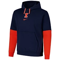 Men's Nike Navy Illinois Fighting Illini 2024 Sideline Club Fleece Pullover Hoodie