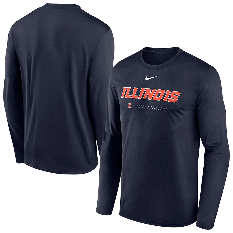 Men's Nike Navy Illinois Fighting Illini 2025 Courtside Basketball Shootaround Dri-FIT Long Sleeve T-Shirt