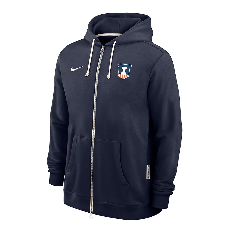 Sweat à capuche Nike bleu marine Illinois Fighting Illini 2025 Performance entièrement zippé pour homme