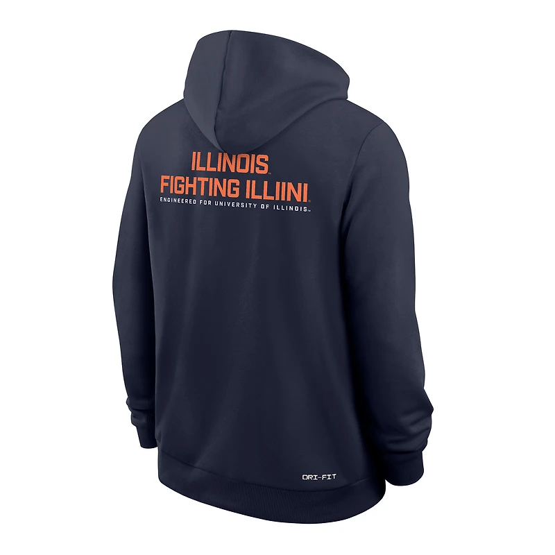 Sweat à capuche Nike bleu marine Illinois Fighting Illini 2025 Performance entièrement zippé pour homme
