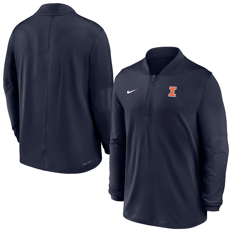 Pull Nike bleu marine Illinois Fighting Illini Dri-FIT à demi-zip pour homme