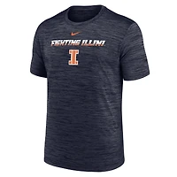T-shirt Nike Dri-FIT Velocity bleu marine pour homme, Illinois Fighting Illini