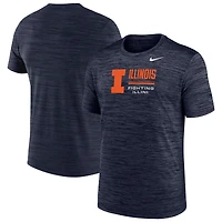 T-shirt Nike Dri-FIT Velocity bleu marine pour homme, Illinois Fighting Illini