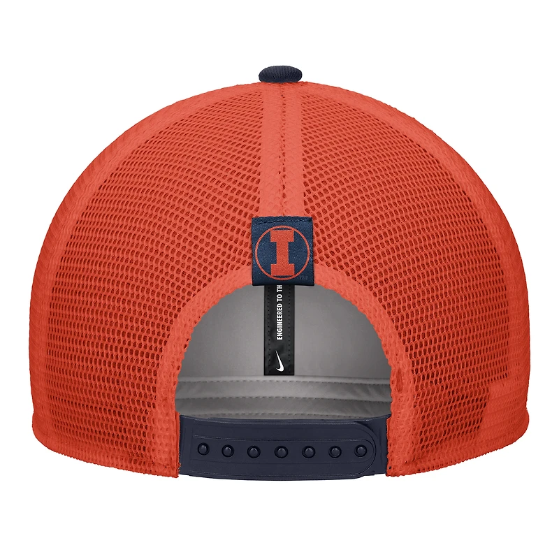 Men's Nike Navy Illinois Fighting Illini Vintage Arch Rise Performance Trucker Adjustable Hat