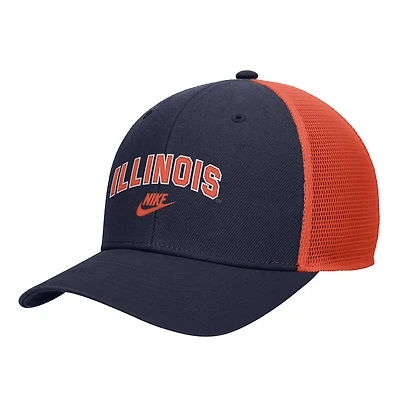 Men's Nike Navy Illinois Fighting Illini Vintage Arch Rise Performance Trucker Adjustable Hat